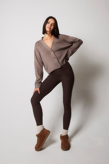 Ribbed Leggings - Espresso Brown