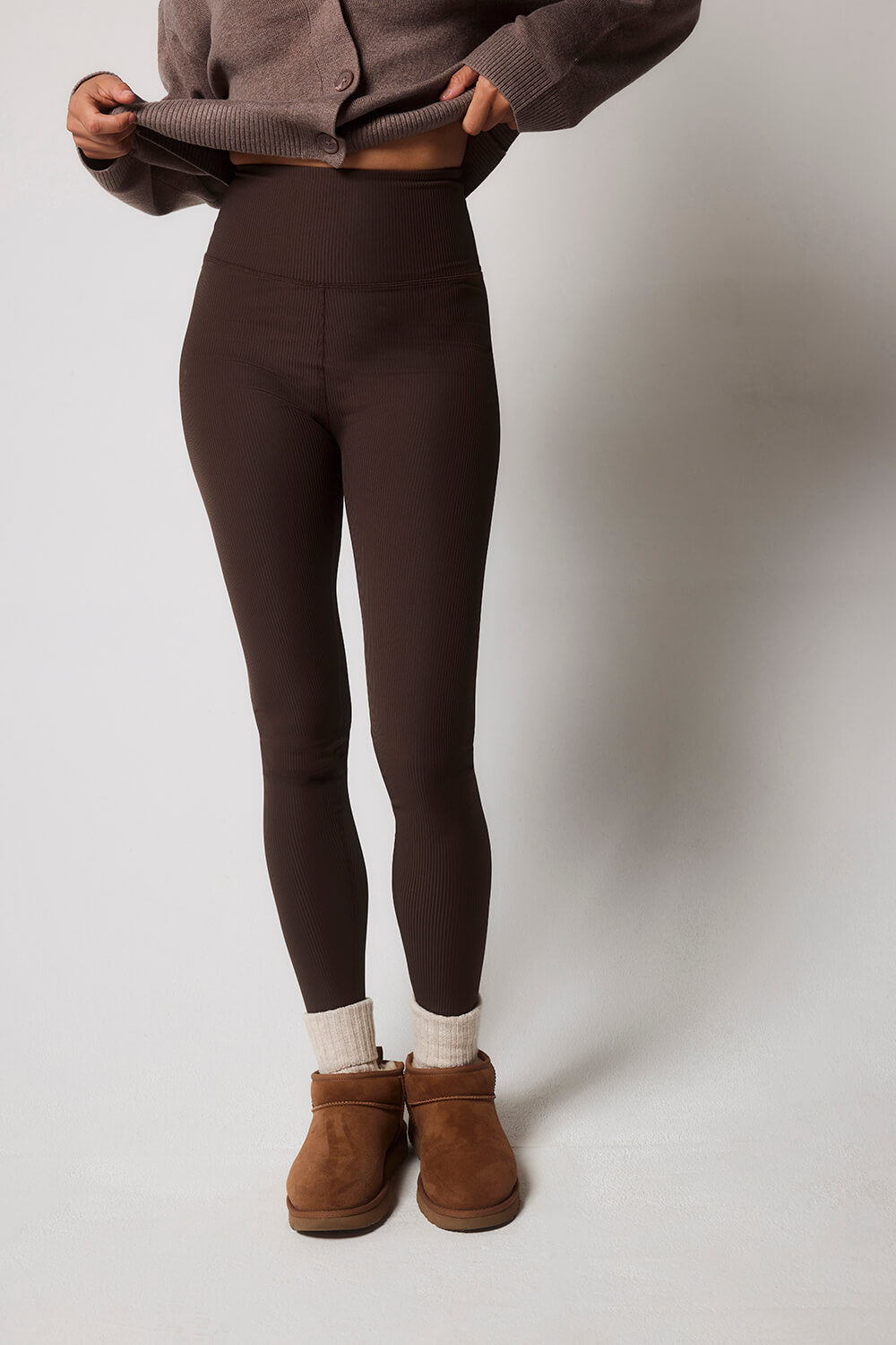 Ribbed Leggings - Espresso Brown