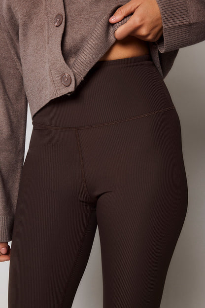 Ribbed Leggings - Espresso Brown
