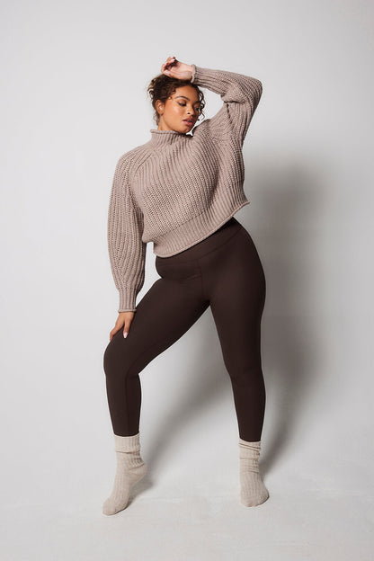 Curve Ribbed Leggings - Espresso Brown