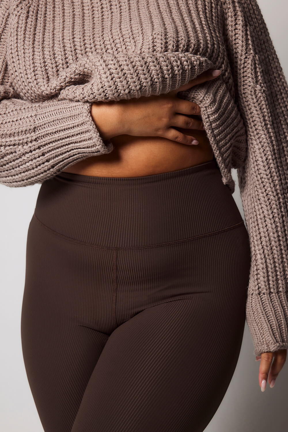 Curve Ribbed Leggings - Espresso Brown