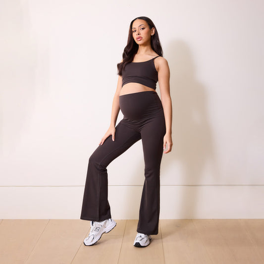 Maternity 24/7 Revitalise Flare Leggings - Black Coffee