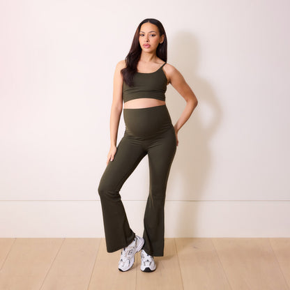 Maternity 24/7 Revitalise Flare Leggings - Deep Olive