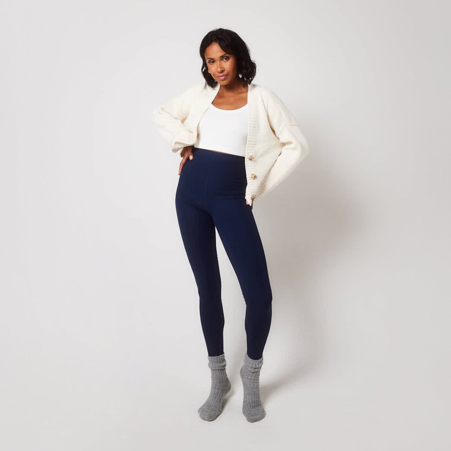 Ribbed Leggings - Navy