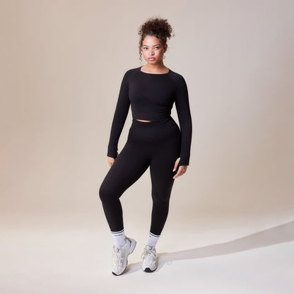 Curve Sculpt Seamless Long Sleeve Top - Black