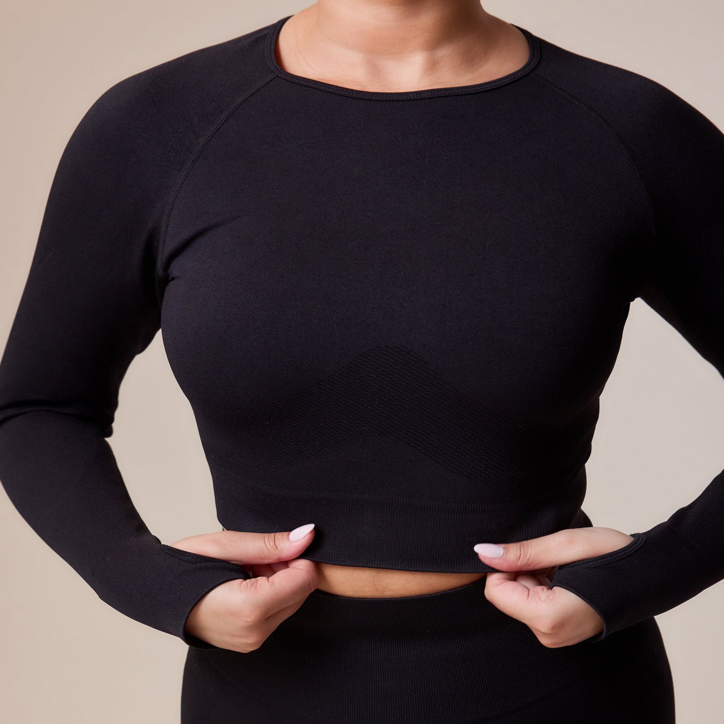 Curve Sculpt Seamless Long Sleeve Top - Black