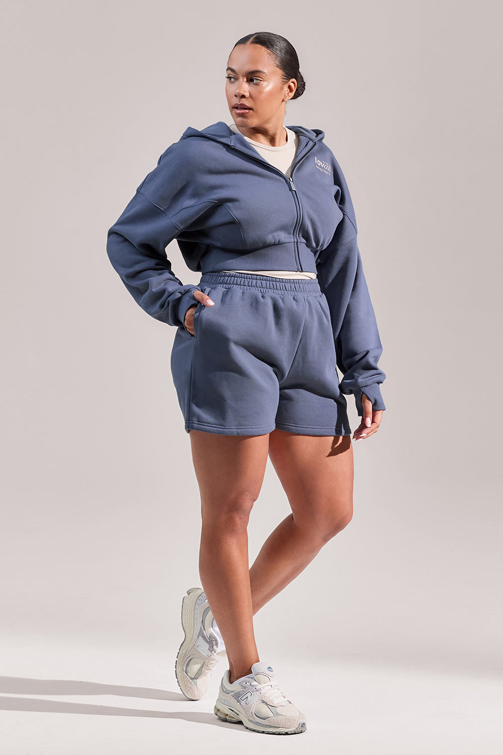 Curve Organic Crop Zip Hoodie - Ice Blue