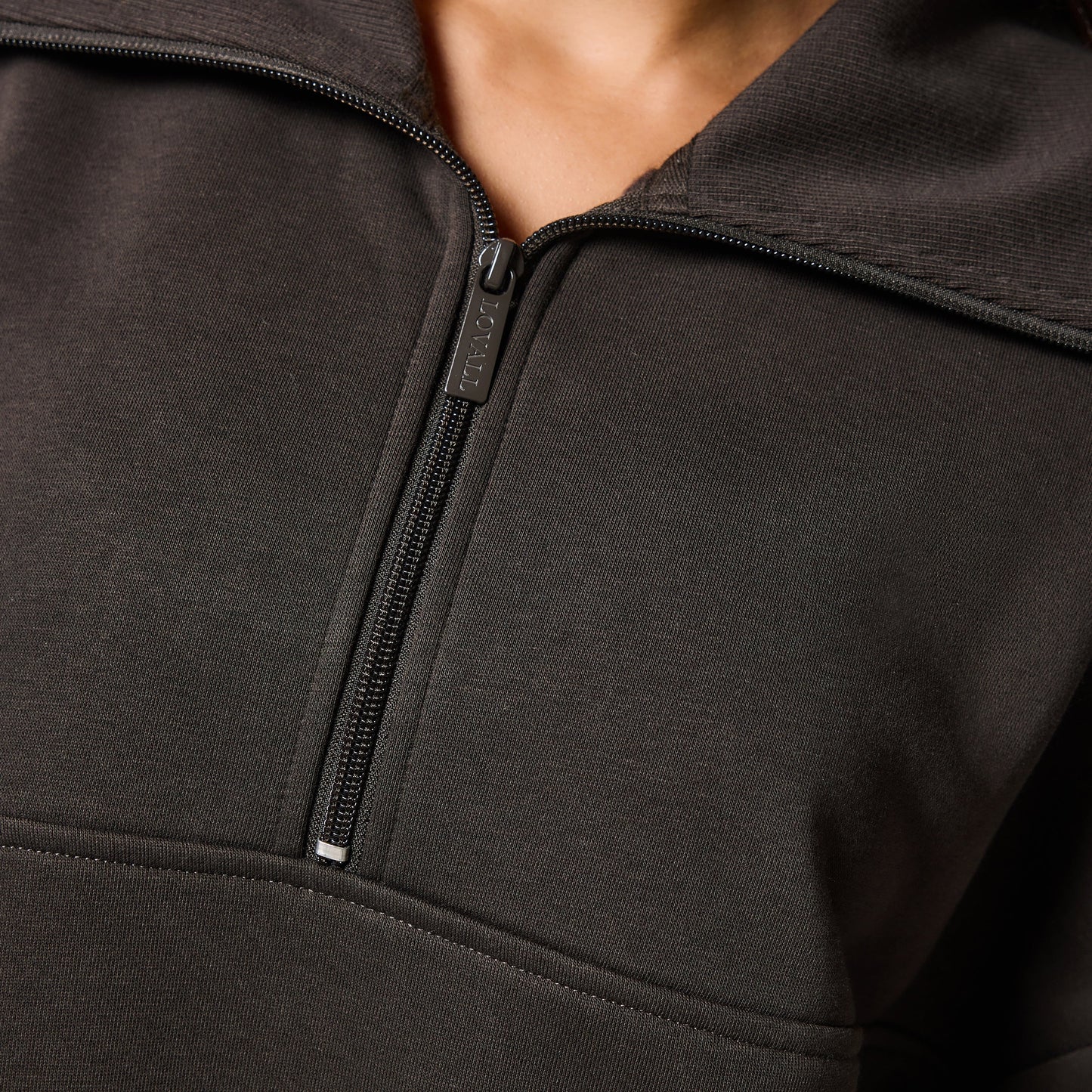 Curve Organic Oversized 1/4 Zip Sweatshirt - Black Coffee