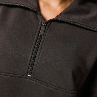Curve Organic Oversized 1/4 Zip Sweatshirt - Black Coffee