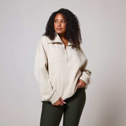 Curve Organic Oversized 1/4 Zip Sweatshirt - Ecru