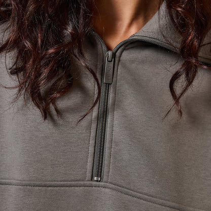 Curve Organic Oversized 1/4 Zip Sweatshirt - Slate Green