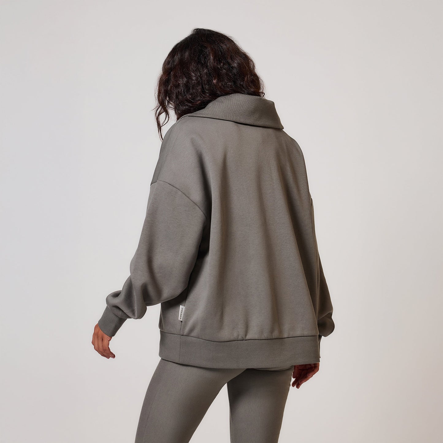 Curve Organic Oversized 1/4 Zip Sweatshirt - Slate Green