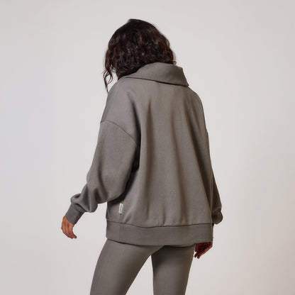 Curve Organic Oversized 1/4 Zip Sweatshirt - Slate Green