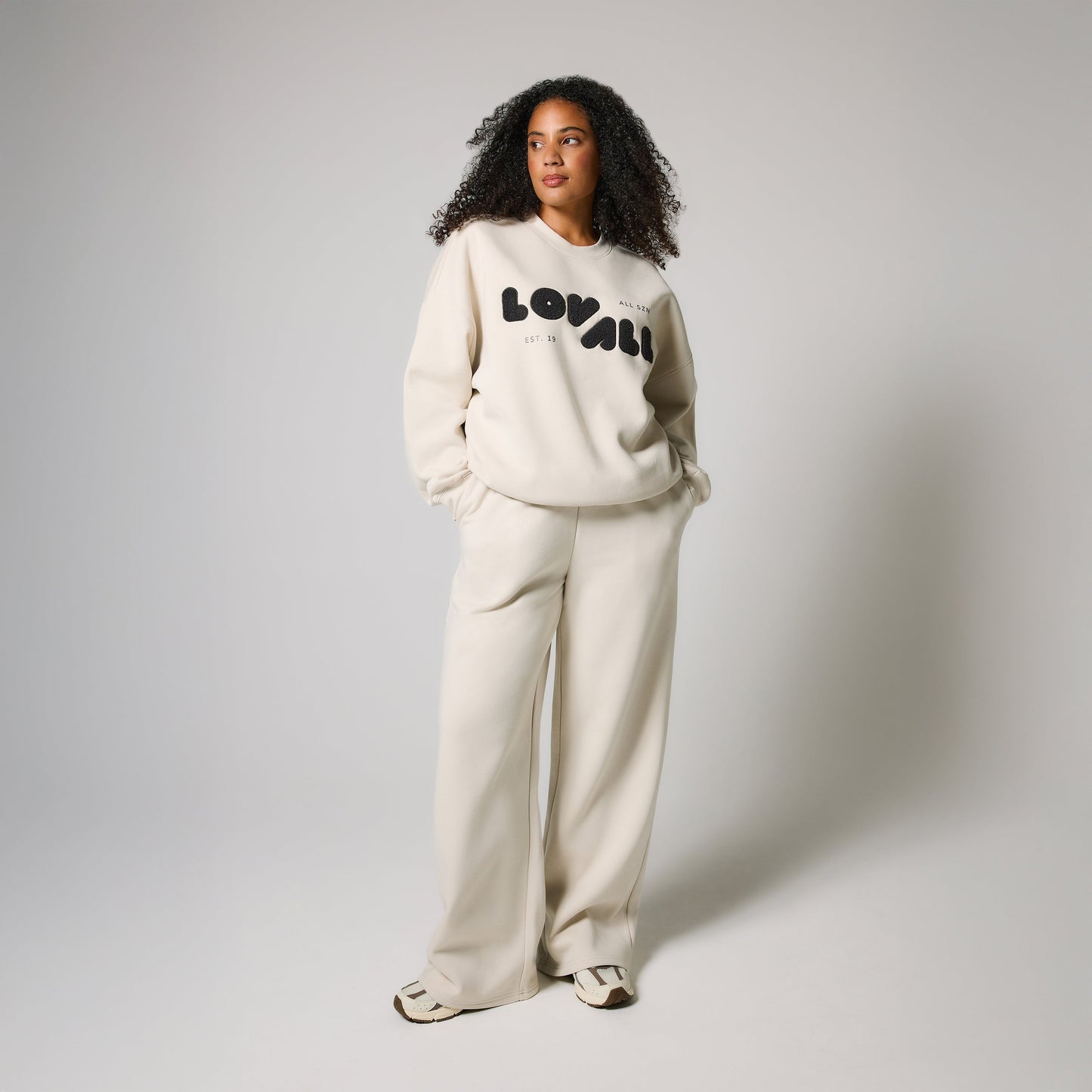 Organic Wide Leg Jogger - Ecru