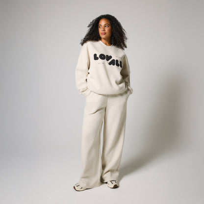 Organic Wide Leg Jogger - Ecru