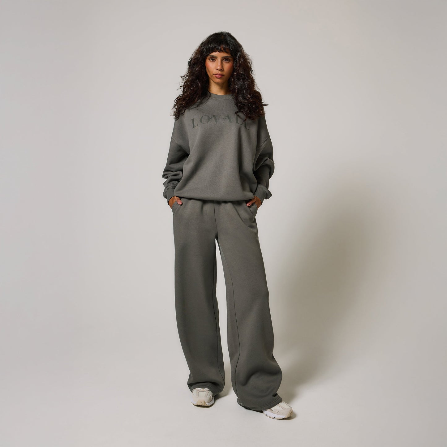 Organic Wide Leg Jogger - Slate Green