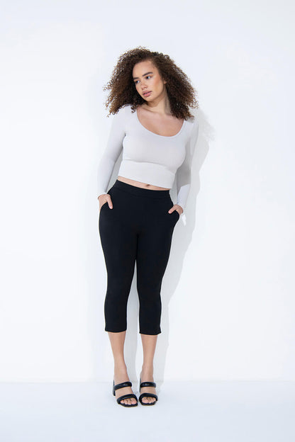 Crop Stretch Trouser - Black