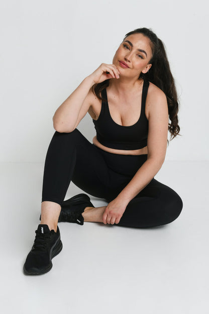 Energise 7/8 High Waisted Gym Leggings - Midnight Black