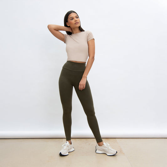 Everyday High Waisted Leggings - Khaki Green