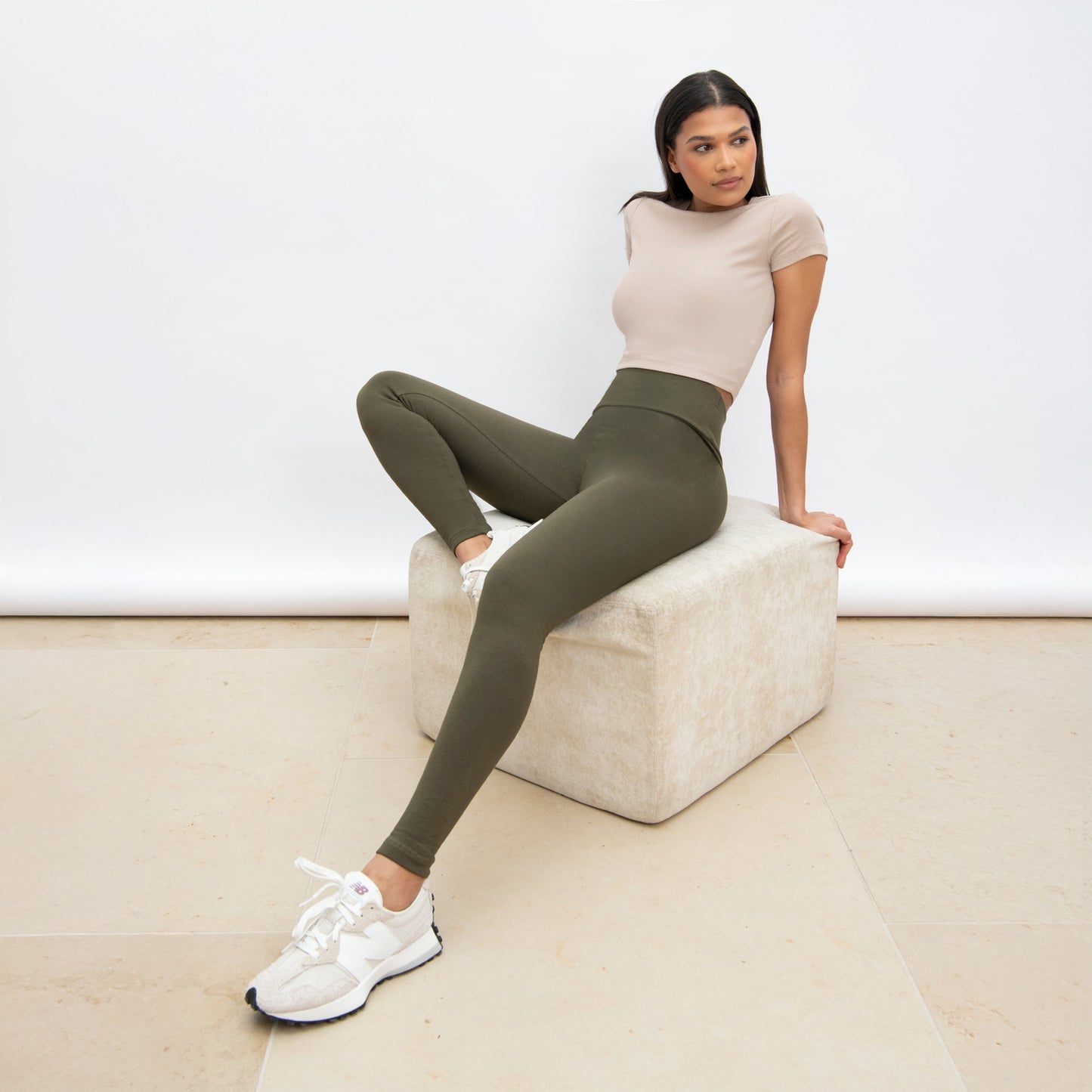 Everyday High Waisted Leggings - Khaki Green