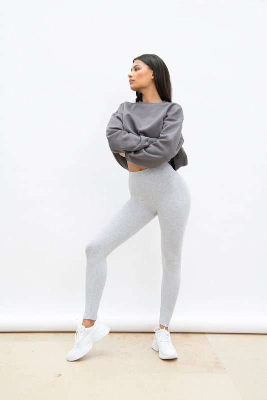 Everyday High Waisted Leggings - Light Grey Marl