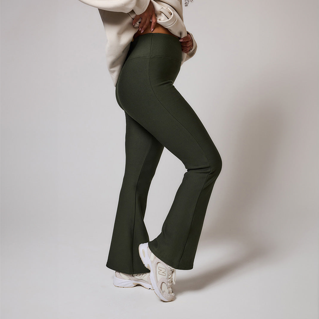 Curve Winter Flare Leggings - Deep Olive