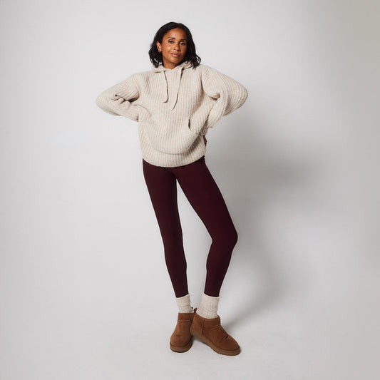 Winter Everyday High Waisted Leggings - Burgundy