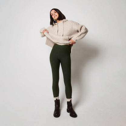 Winter Everyday High Waisted Leggings - Deep Olive