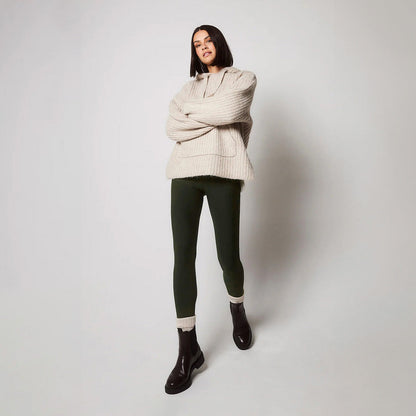 Winter Everyday High Waisted Leggings - Deep Olive