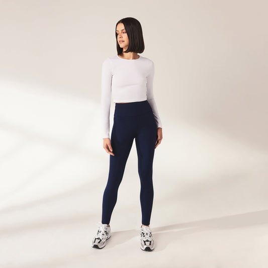 Curve Lightweight Everyday High Waisted Leggings - Navy