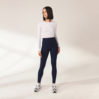 Lightweight Everyday High Waisted Leggings - Navy