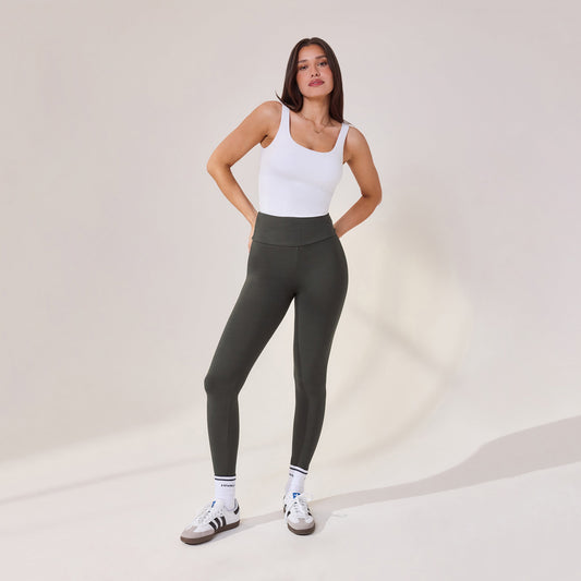 Lightweight Everyday High Waisted Leggings - Pine