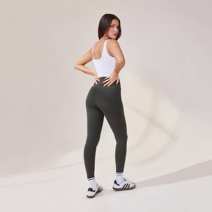 Lightweight Everyday High Waisted Leggings - Pine