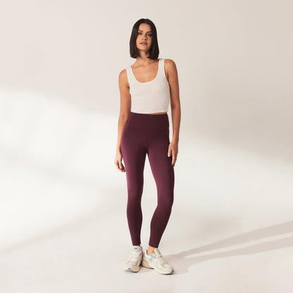 Lightweight Everyday High Waisted Leggings - Burgundy