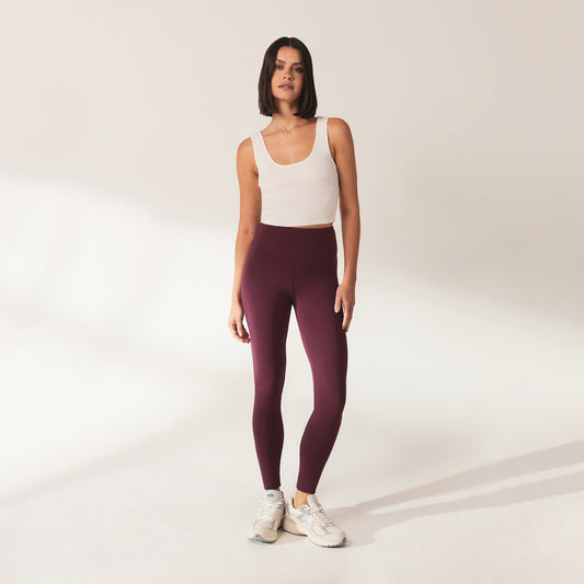 Lightweight Everyday High Waisted Leggings - Burgundy