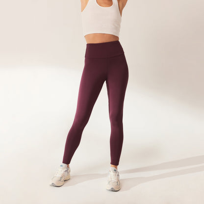Curve Lightweight Everyday High Waisted Leggings - Burgundy