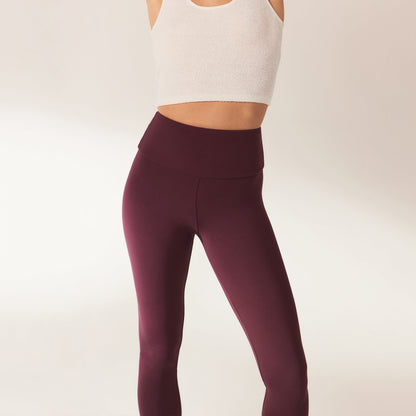 Lightweight Everyday High Waisted Leggings - Burgundy