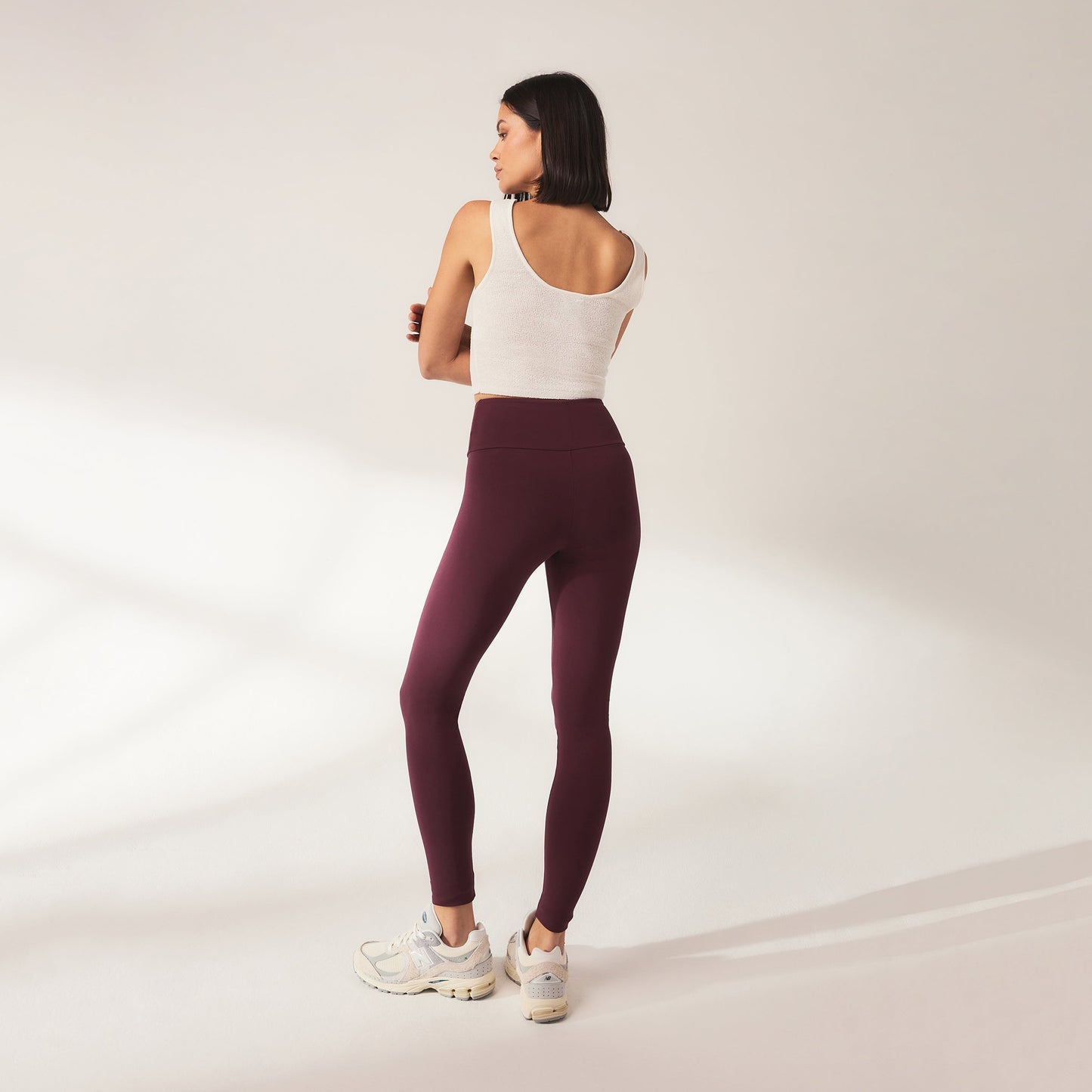 Curve Lightweight Everyday High Waisted Leggings - Burgundy