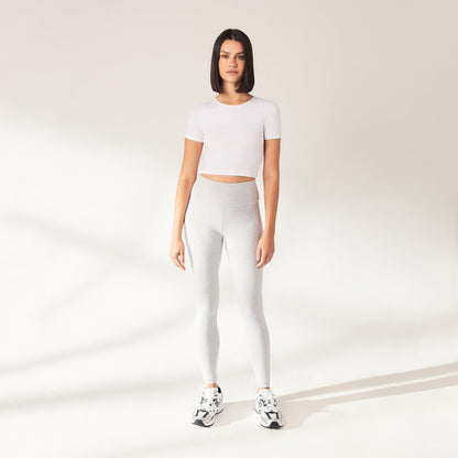 Lightweight Everyday High Waisted Leggings - Light Grey Marl