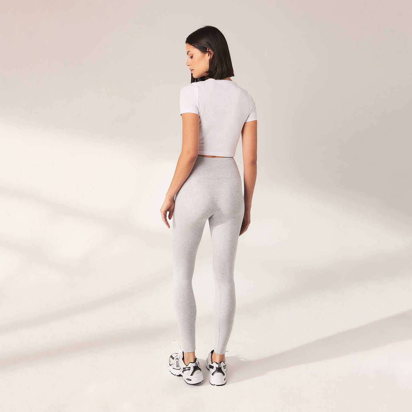 Lightweight Everyday High Waisted Leggings - Light Grey Marl
