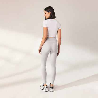 Lightweight Everyday High Waisted Leggings - Light Grey Marl