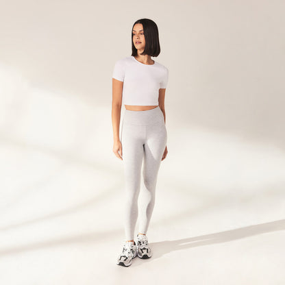 Lightweight Everyday High Waisted Leggings - Light Grey Marl