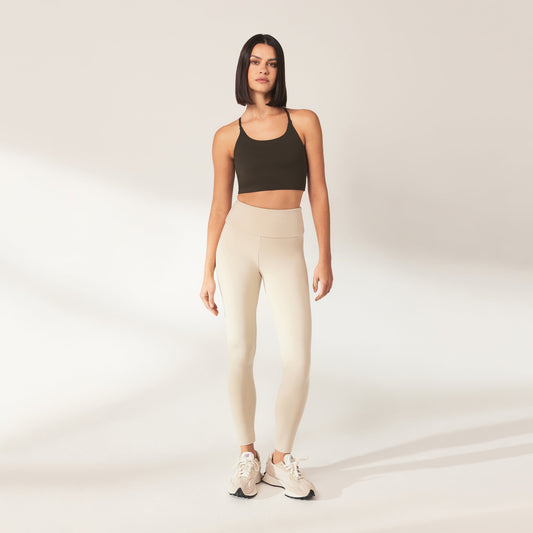 Curve Lightweight Everyday High Waisted Leggings - Natural Beige
