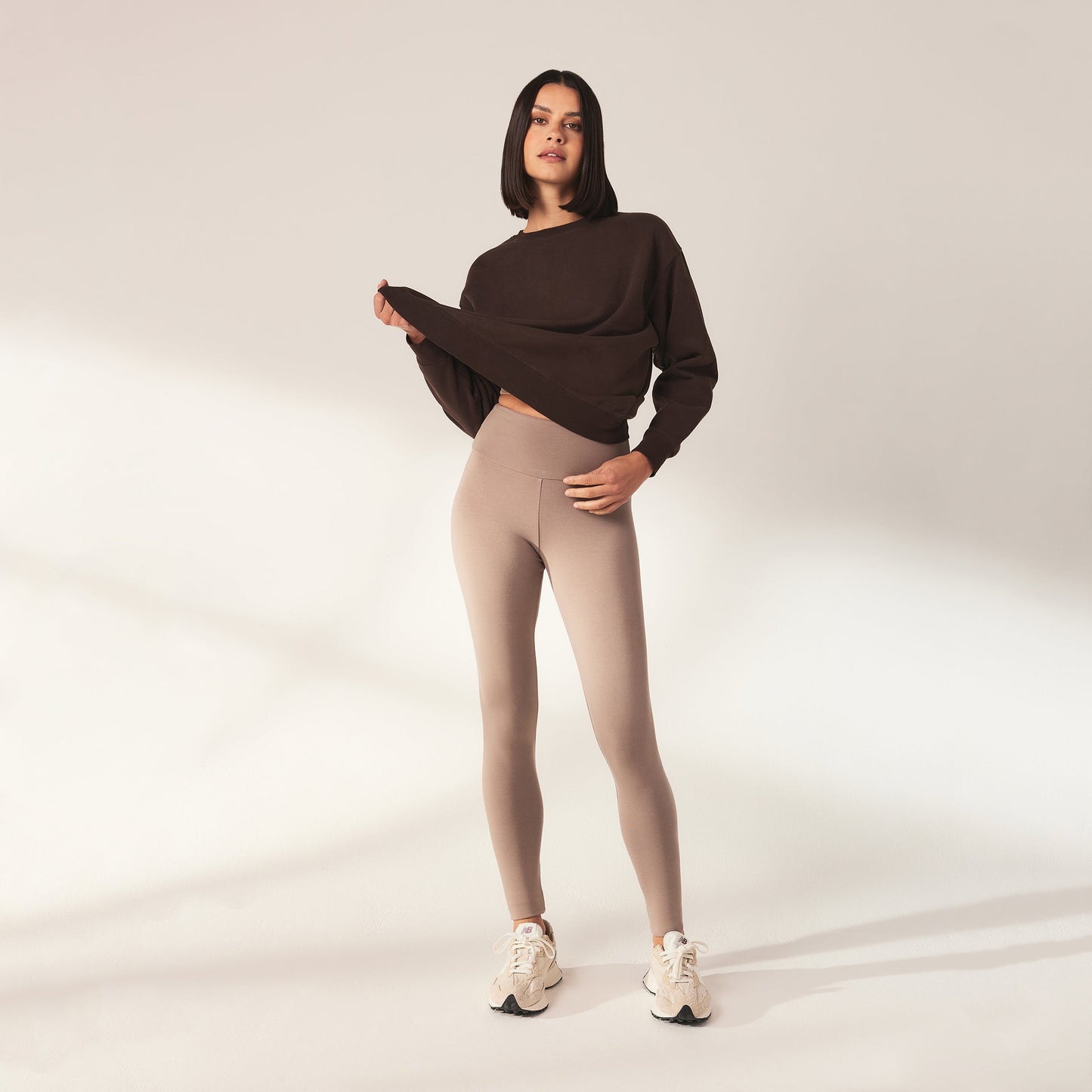 Lightweight Everyday High Waisted Leggings - Stone