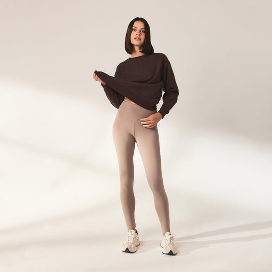 Lightweight Everyday High Waisted Leggings - Stone