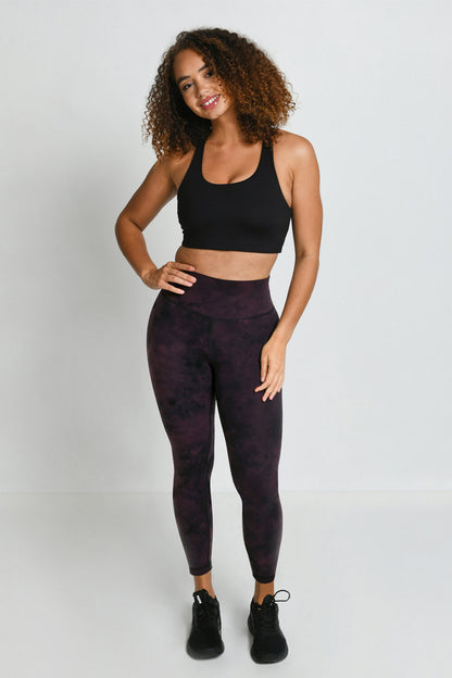 Revitalise 7/8 High Waisted Leggings - Dark Cherry Tie Dye