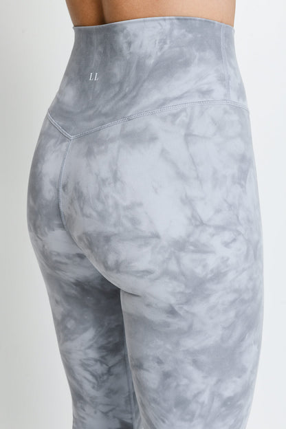 Revitalise 7/8 High Waisted Leggings - Sky Grey Tie Dye
