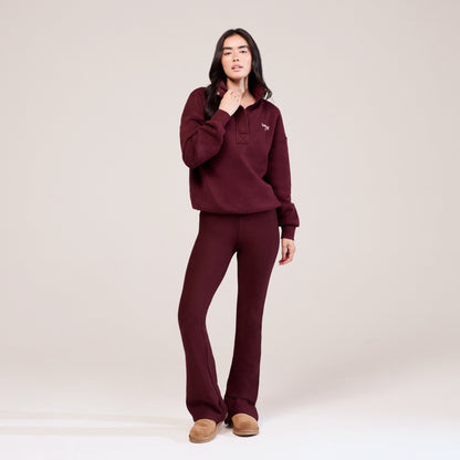 Curve Winter Flare Leggings - Burgundy