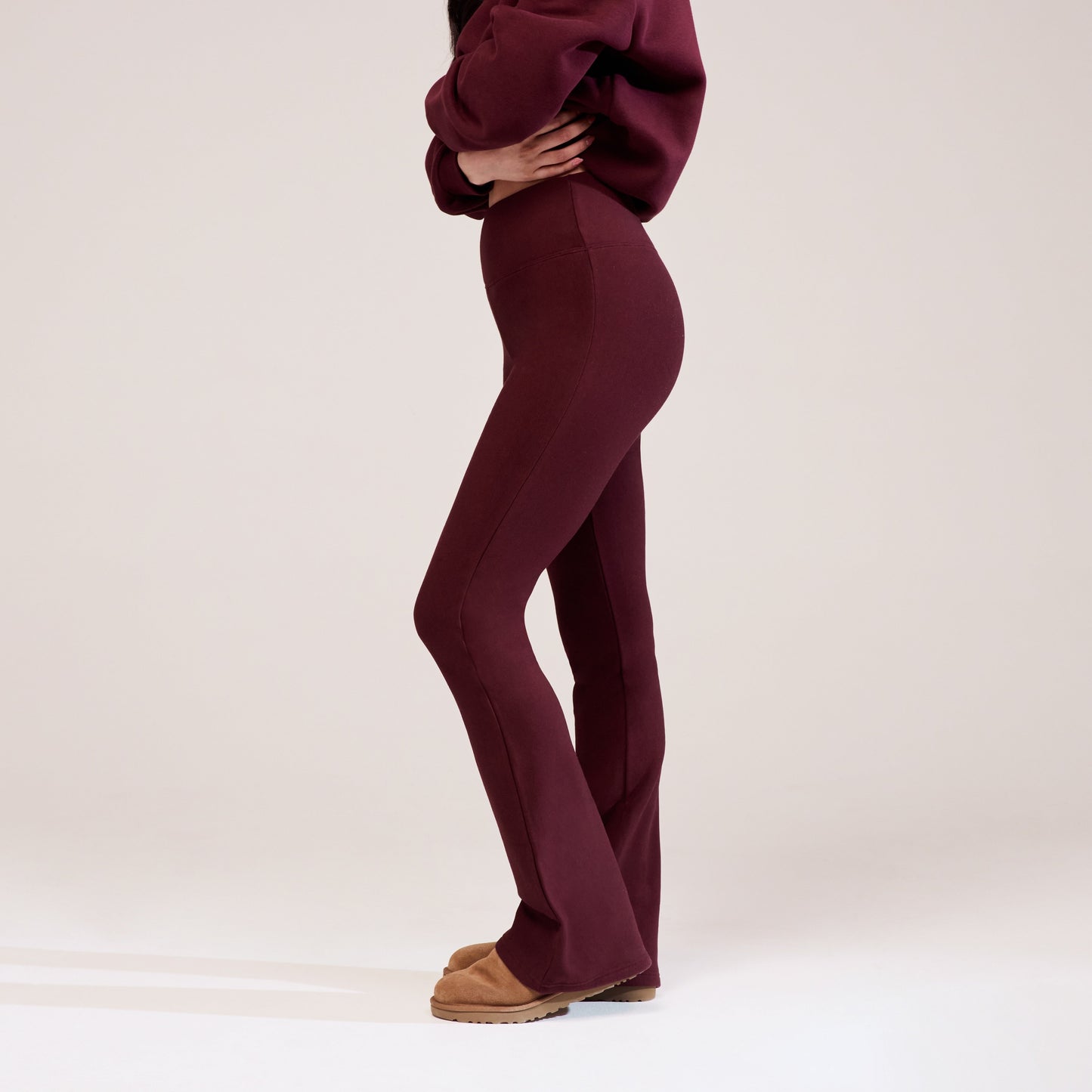 Curve Winter Flare Leggings - Burgundy