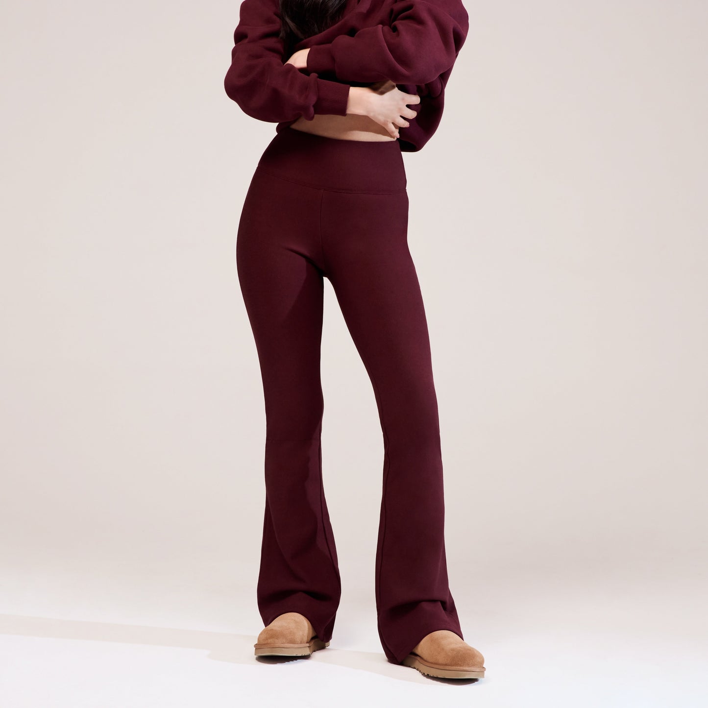 Curve Winter Flare Leggings - Burgundy
